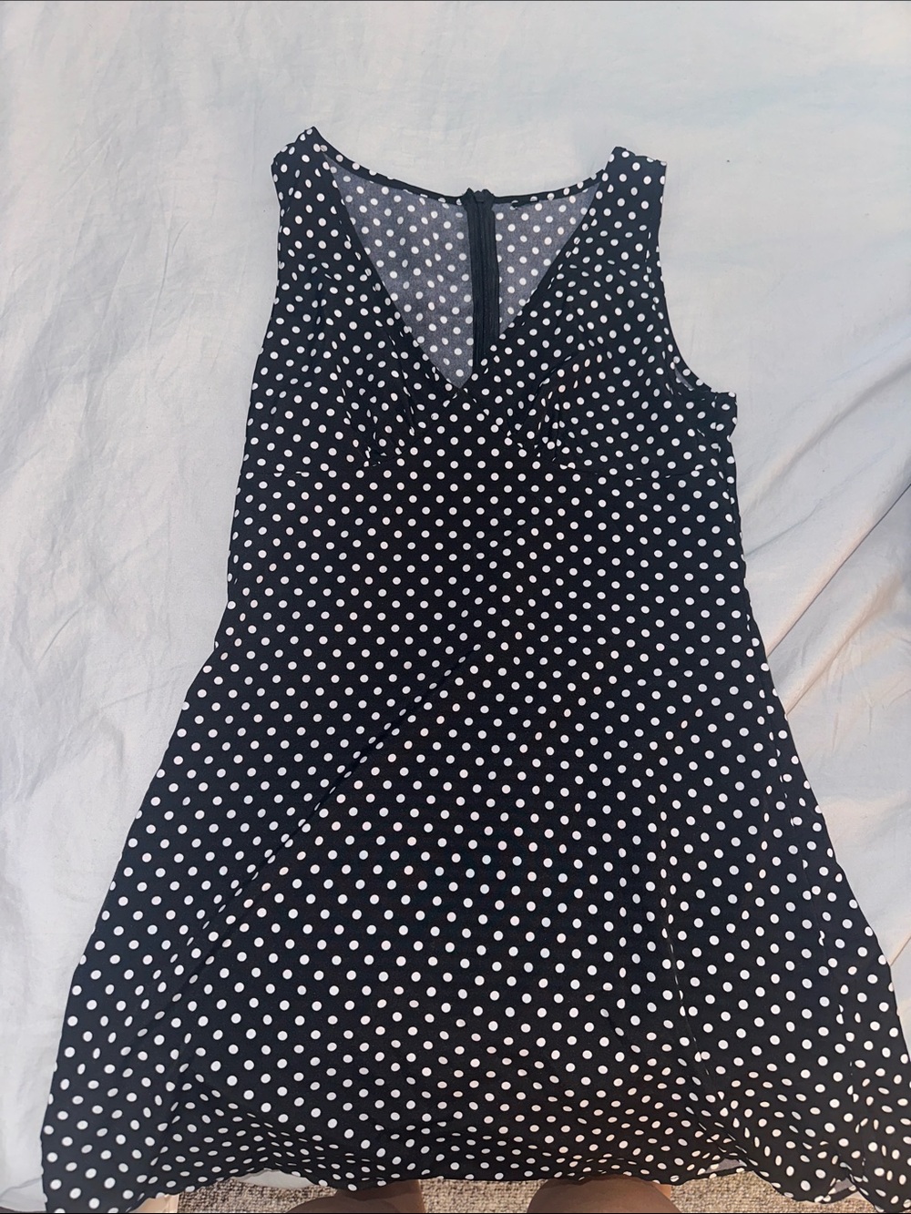 Black and White Polka Dot Sleeveless Dress